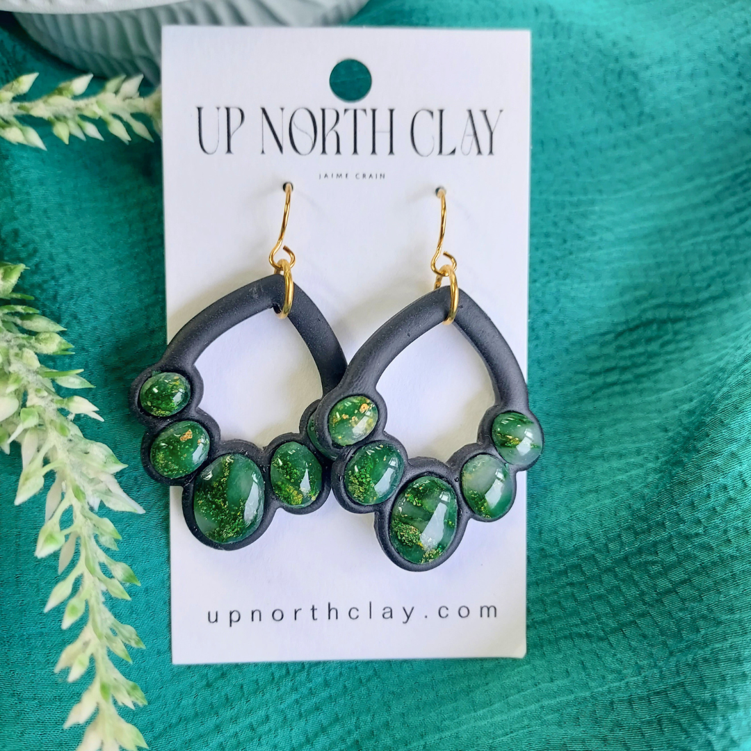 Statement Green Marble Dangles